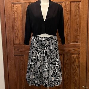 Vintage Carlisle female figures print pleated skirt 6-8